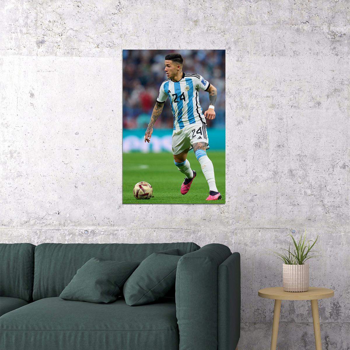 Enzo Fernandez Argentina National Team World Cup Poster Wall Art Print Home Wall Decor - xonomax