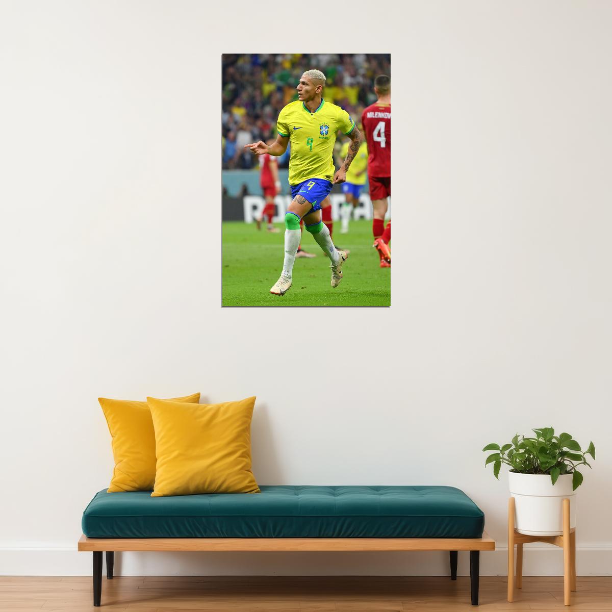 Richarlison Goal Celebration Brazil National Team Poster Wall Art Print Home Wall Decor - xonomax