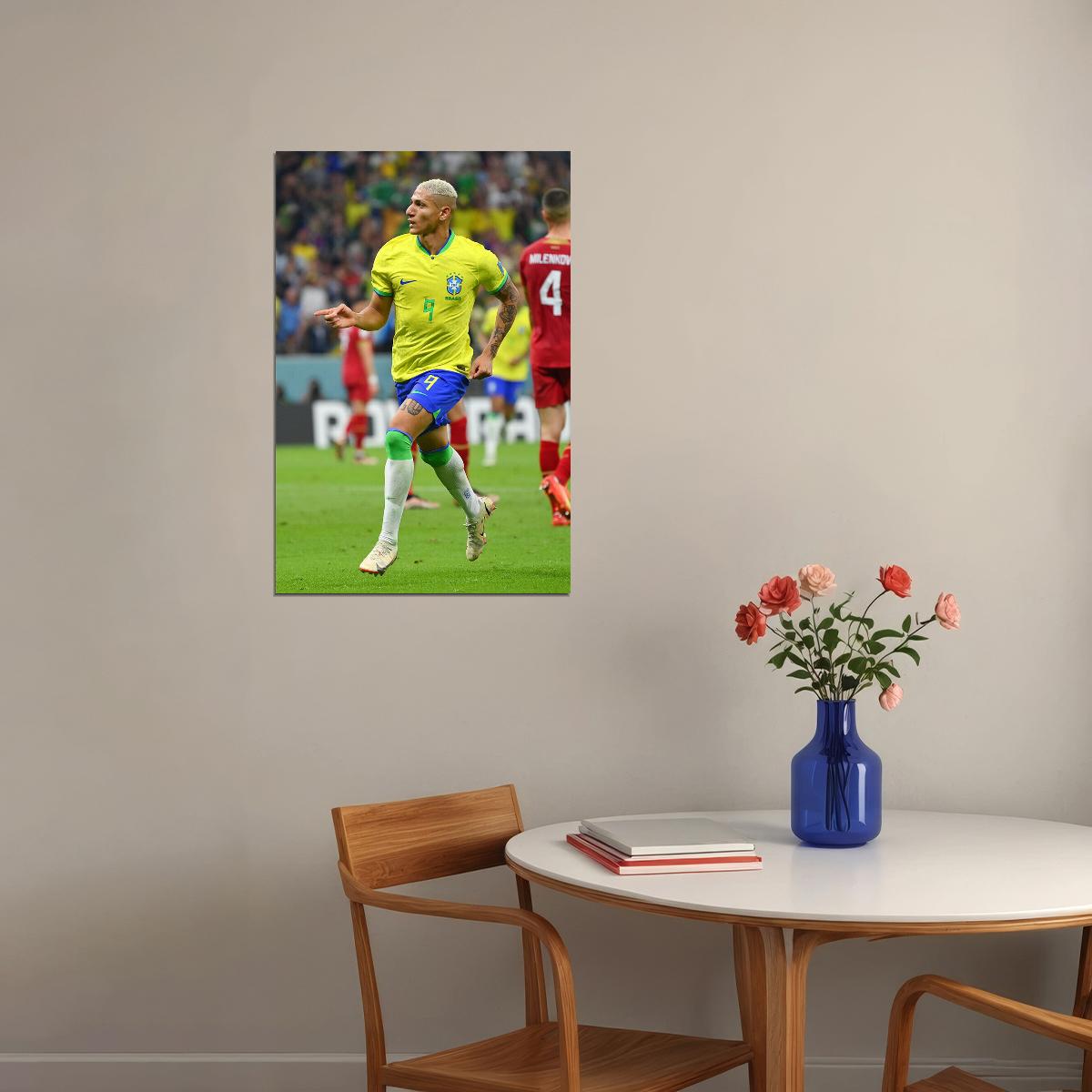 Richarlison Goal Celebration Brazil National Team Poster Wall Art Print Home Wall Decor - xonomax