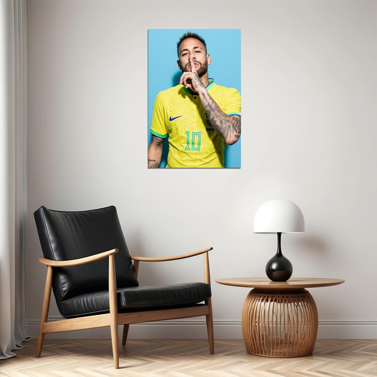 Neymar Brazil World Soccer Fans 2022 Footballer Poster Wall Art Print Home Wall Decor - xonomax