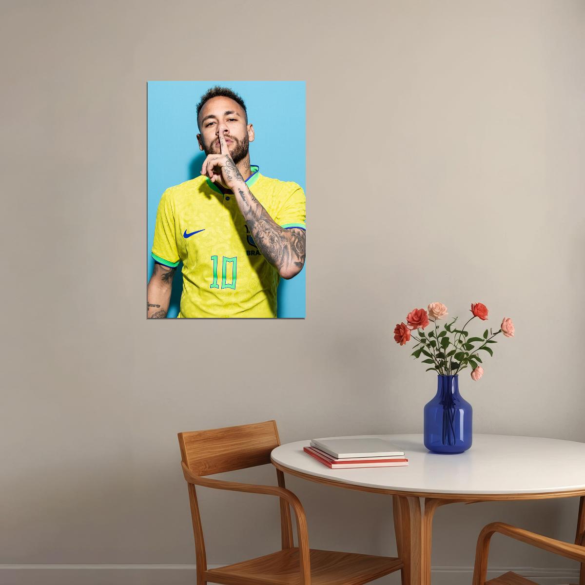 Neymar Brazil World Soccer Fans 2022 Footballer Poster Wall Art Print Home Wall Decor - xonomax