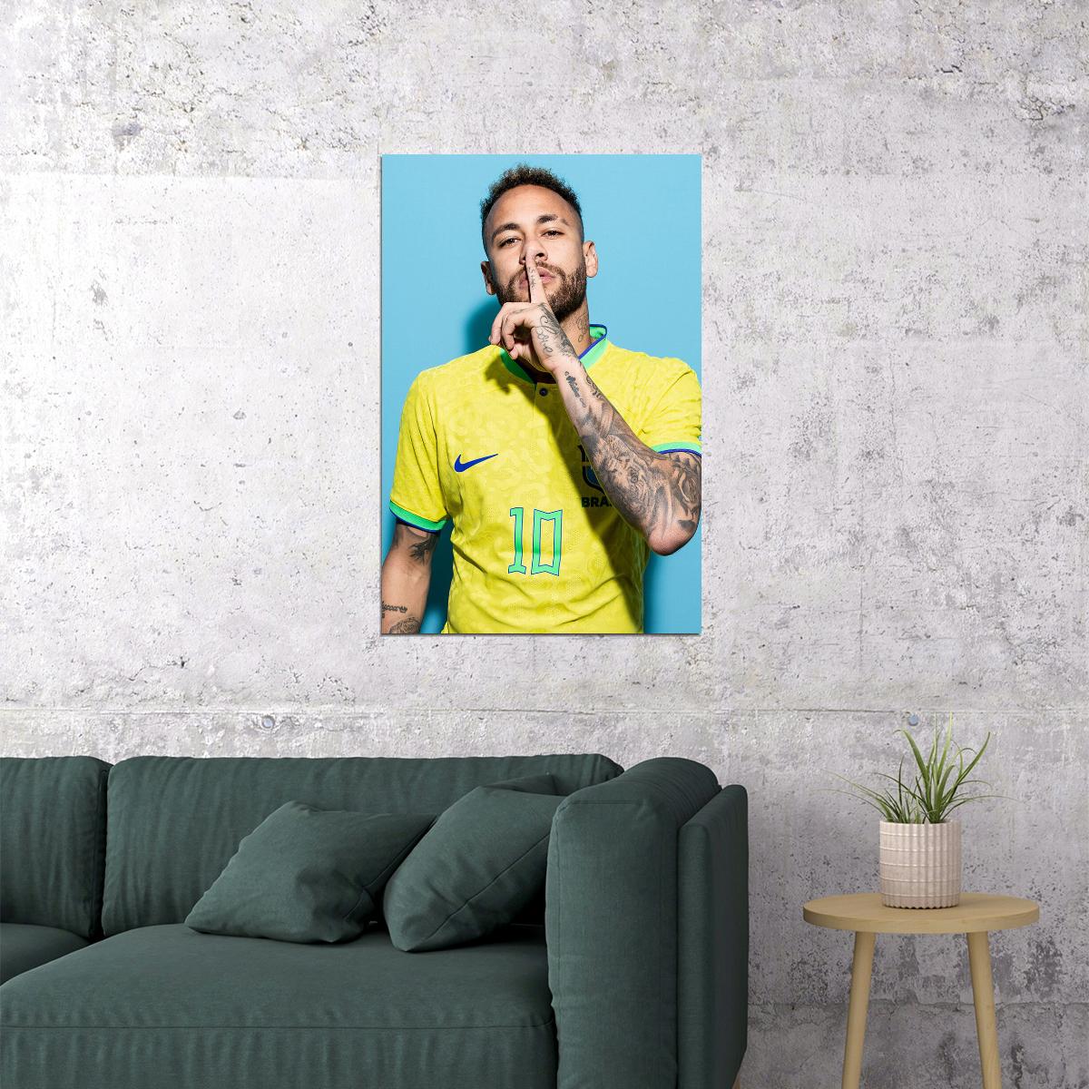 Neymar Brazil World Soccer Fans 2022 Footballer Poster Wall Art Print Home Wall Decor - xonomax