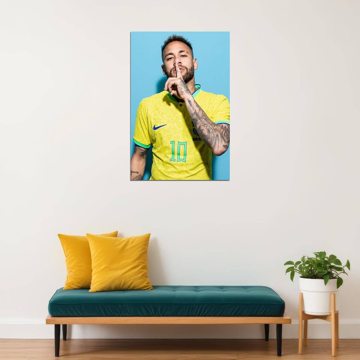 Neymar Brazil World Soccer Fans 2022 Footballer Poster Wall Art Print Home Wall Decor - xonomax