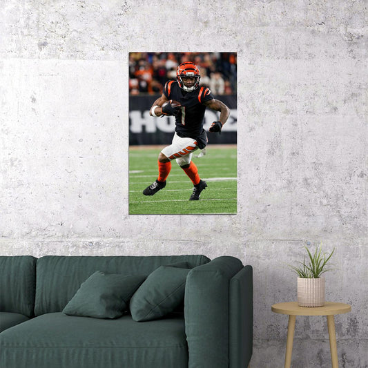 Cincinnati Bengals Ja'marr Chase Offensive Rookie Football Poster Wall Art Print Home Wall Decor - xonomax
