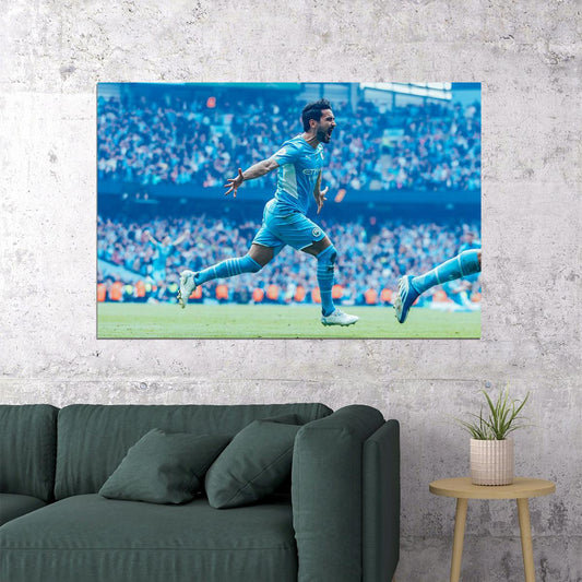 Ilkay Gundogan Manchester Team League Champions 2021/22 Poster Wall Art Print Home Wall Decor - xonomax