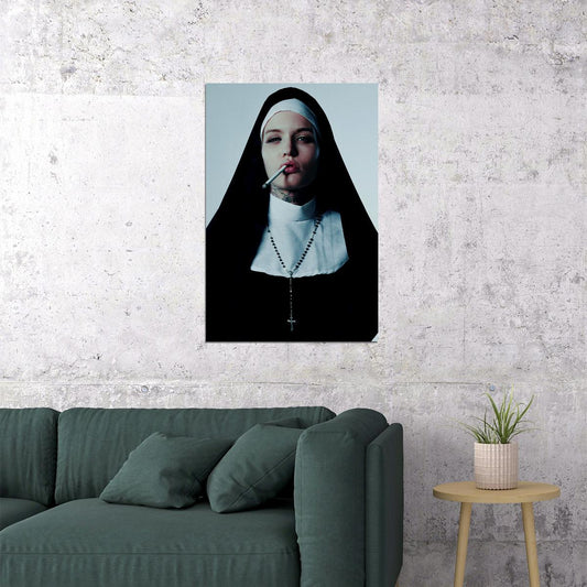 Black And White Rebellious Nuns Smoking Poster Wall Art Print Home Wall Decor - xonomax