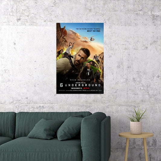 6 Underground 2019 Ryan Reynolds Action Thriller Poster Wall Art Print Home Wall Decor - xonomax