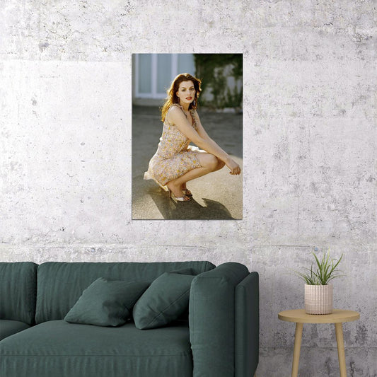 Anne Hathaway Sitting Posing Singer Artist Poster Wall Art Print Home Wall Decor - xonomax