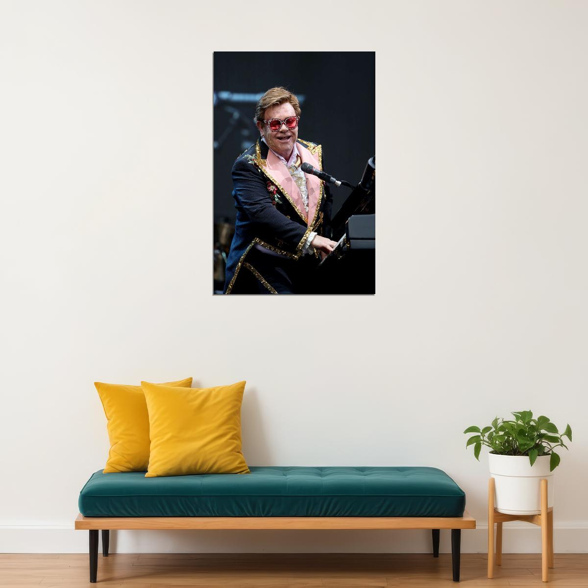 Elton John Playing Piano In Event Photo Poster Wall Art Print Home Wall Decor - xonomax