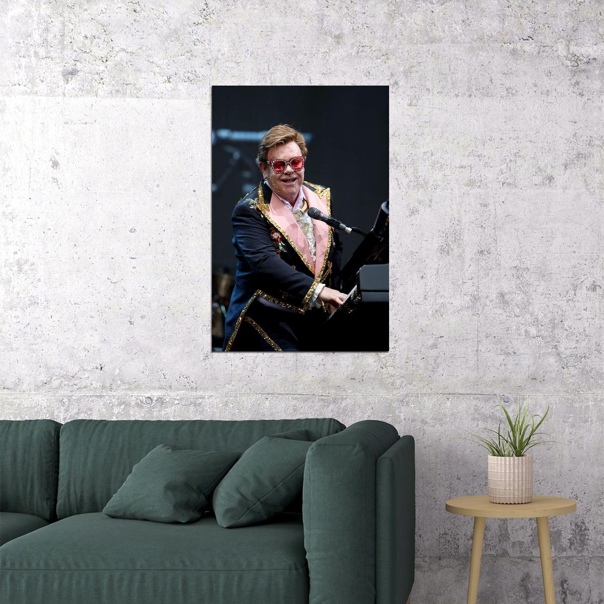 Elton John Playing Piano In Event Photo Poster Wall Art Print Home Wall Decor - xonomax