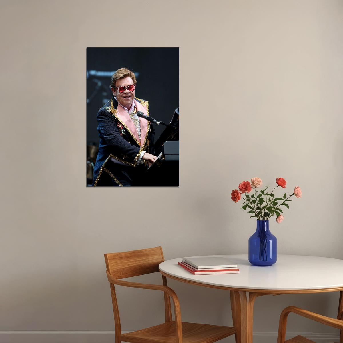 Elton John Playing Piano In Event Photo Poster Wall Art Print Home Wall Decor - xonomax