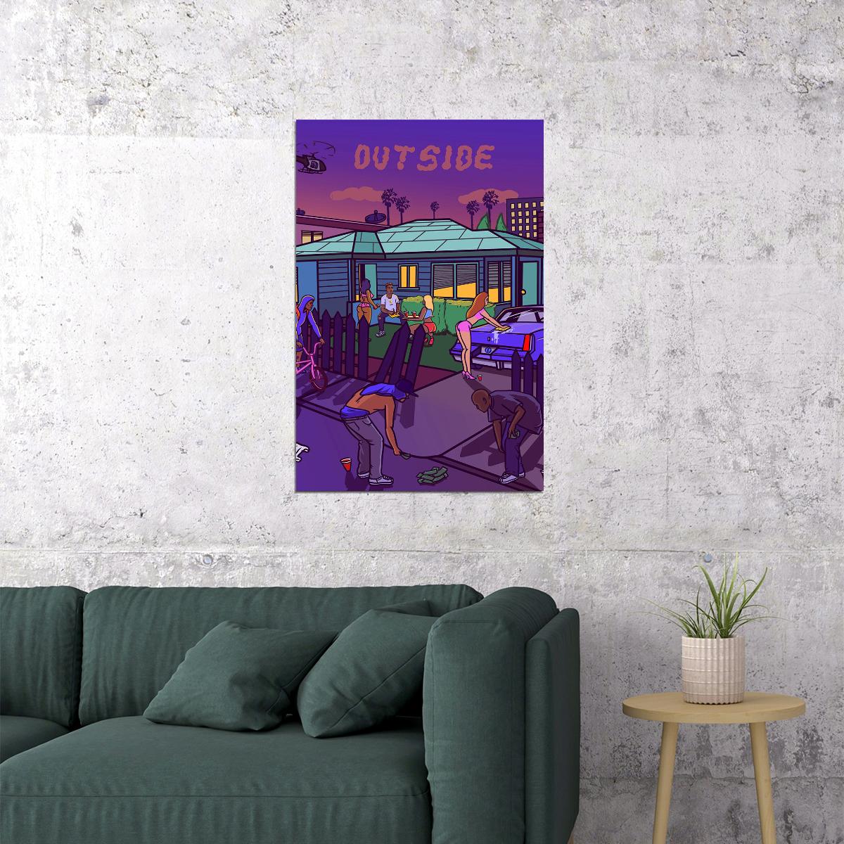 Bino Rideaux Outside Music Poster Wall Art Print Home Wall Decor - xonomax