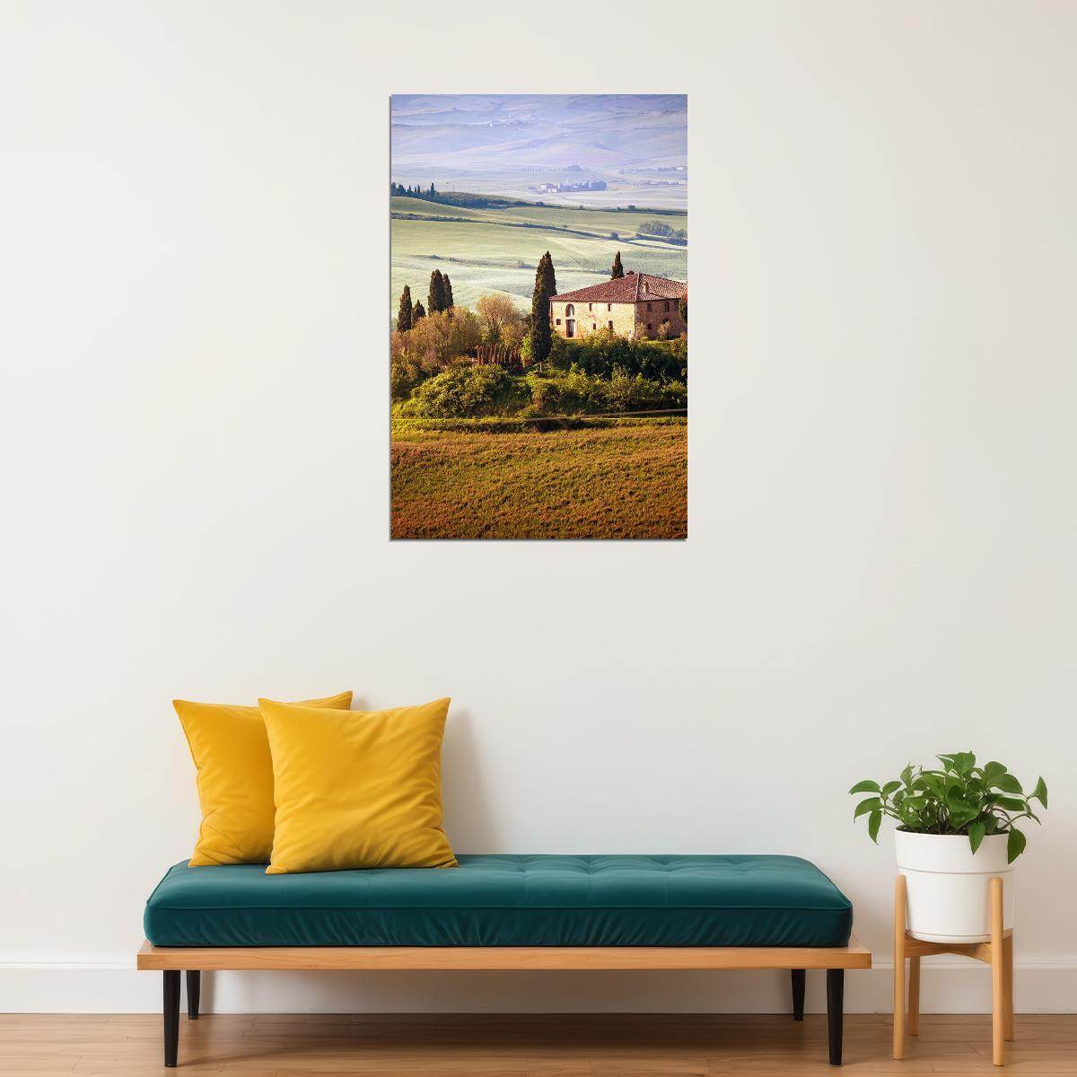 Tuscan Countryside Wide Land Nature Picture Poster Wall Art Print Home Wall Decor