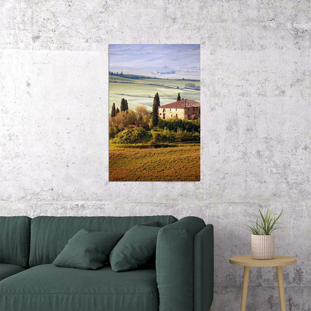 Tuscan Countryside Wide Land Nature Picture Poster Wall Art Print Home Wall Decor