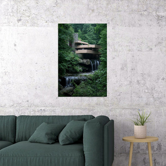 Exterior View Of Fallingwater Landscape Photo Poster Wall Art Print Home Wall Decor - xonomax