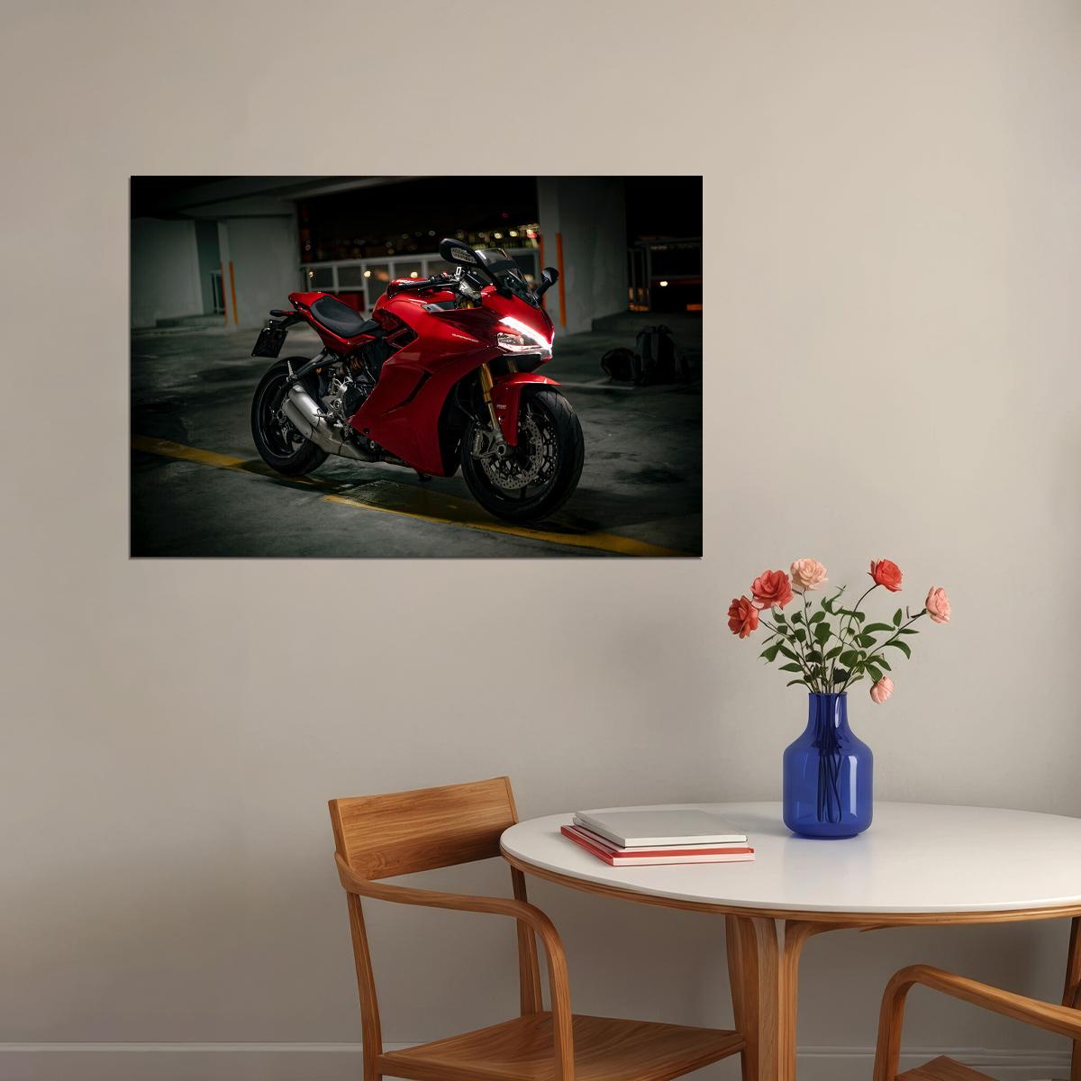 Ducati Supersport S Motorcycle Design Speed Poster Wall Art Print Home Wall Decor