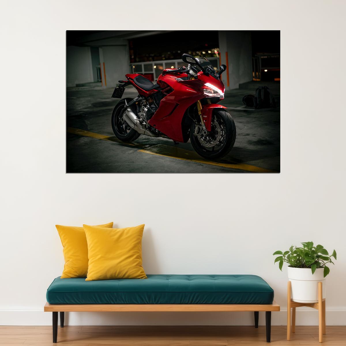 Ducati Supersport S Motorcycle Design Speed Poster Wall Art Print Home Wall Decor