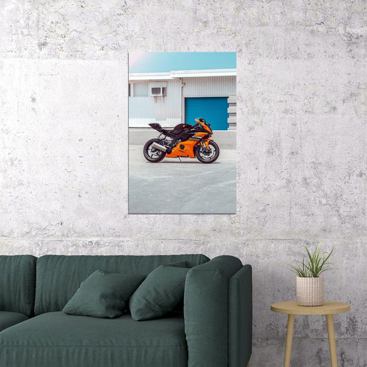 2020 Yamaha R6 Molten Orange Motorcycle Poster Wall Art Print Home Wall Decor - xonomax