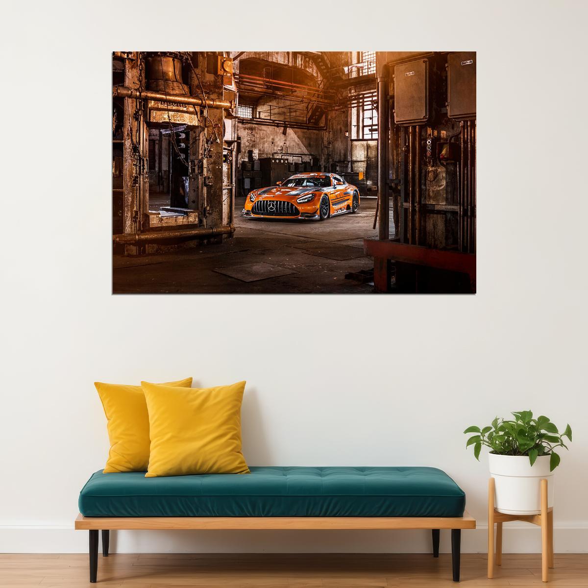 Mercedes Amg Gt3 Sports Car Racing Car Vehicle Poster Wall Art Print Home Wall Decor - xonomax