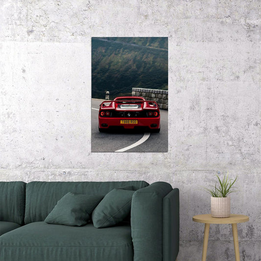 Cars Red Ferrari Landscape Road Land Vehicle Photo Poster Wall Art Print Home Wall Decor - xonomax