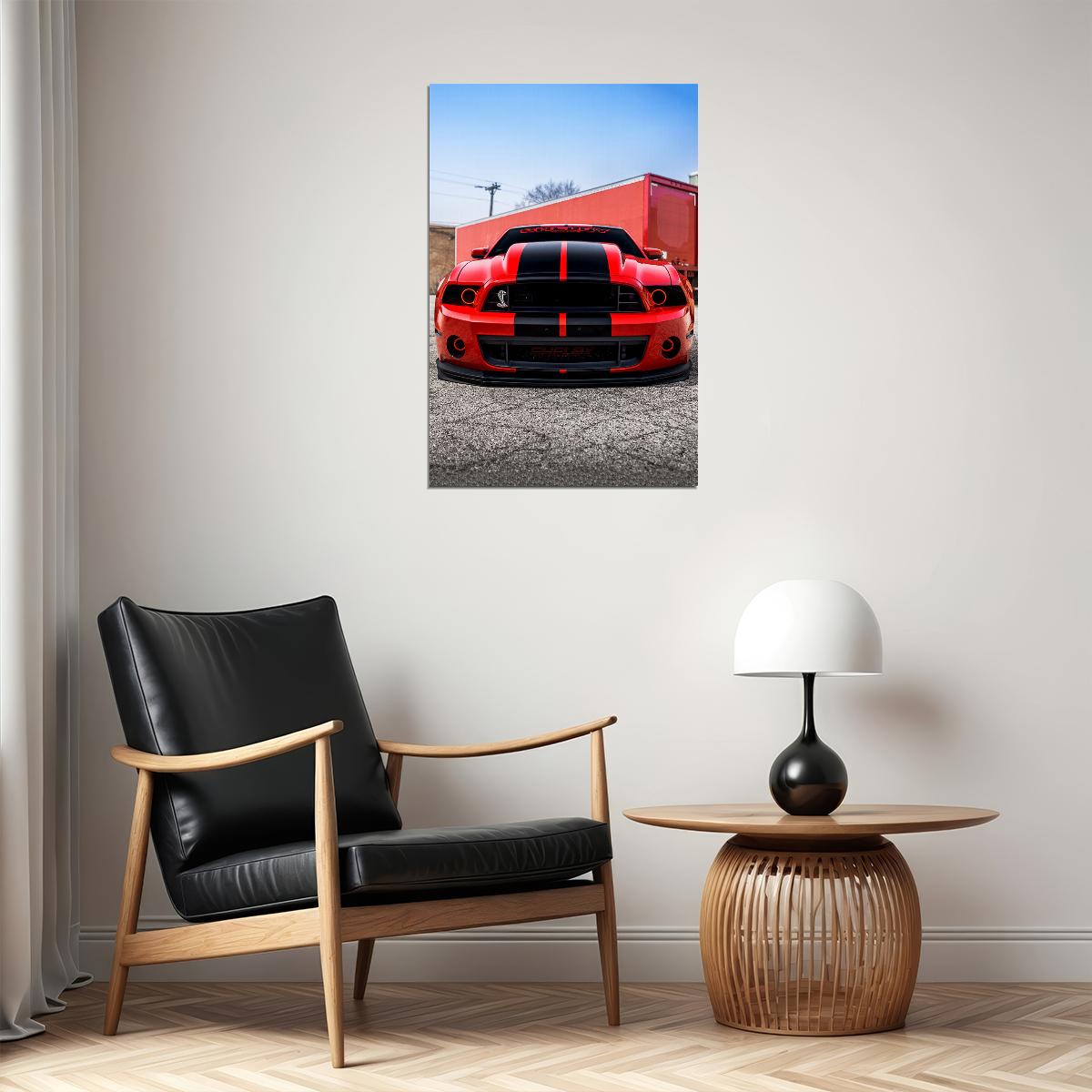 Mustang Cobra Gt500 Red Car Extreme Machines Poster Wall Art Print Home Wall Decor - xonomax