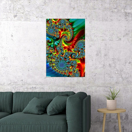 Psychedelic Classic Fractals Geometrical Patterns Poster Wall Art Print Home Wall Decor - xonomax