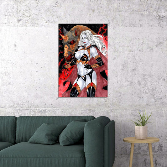 Lady Death Animation Fantasy Red Background Poster Wall Art Print Home Wall Decor - xonomax