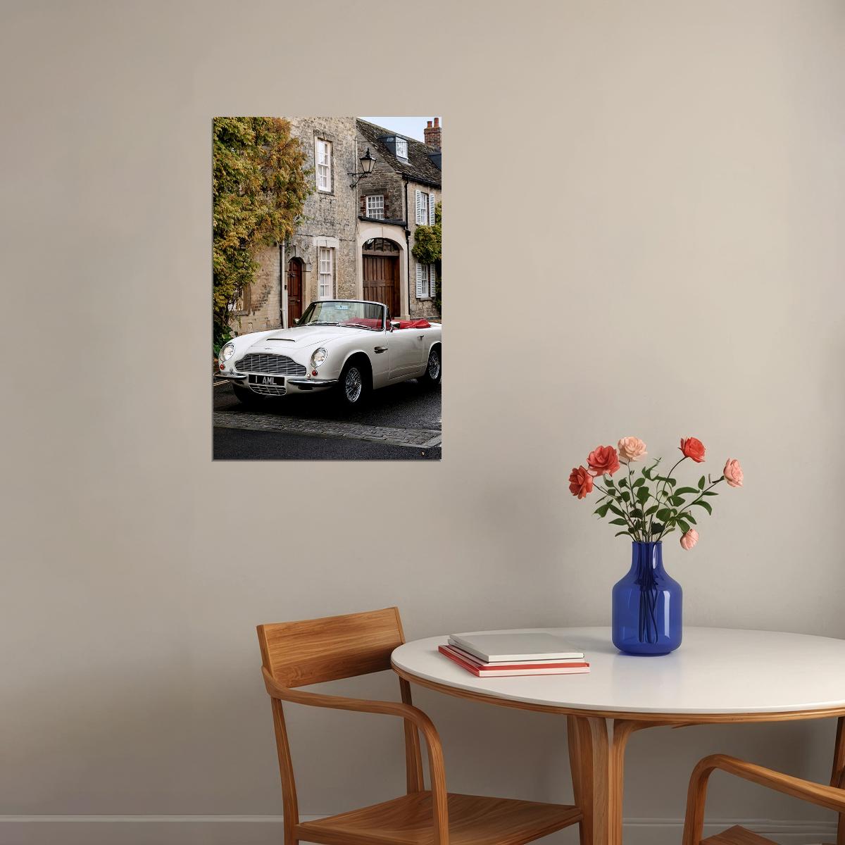 Old White Aston Martin Classic Poster Wall Art Print Home Wall Decor - xonomax