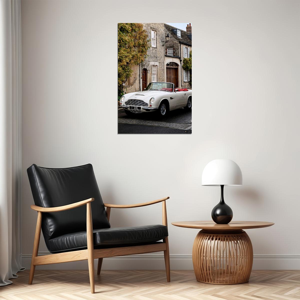 Old White Aston Martin Classic Poster Wall Art Print Home Wall Decor - xonomax