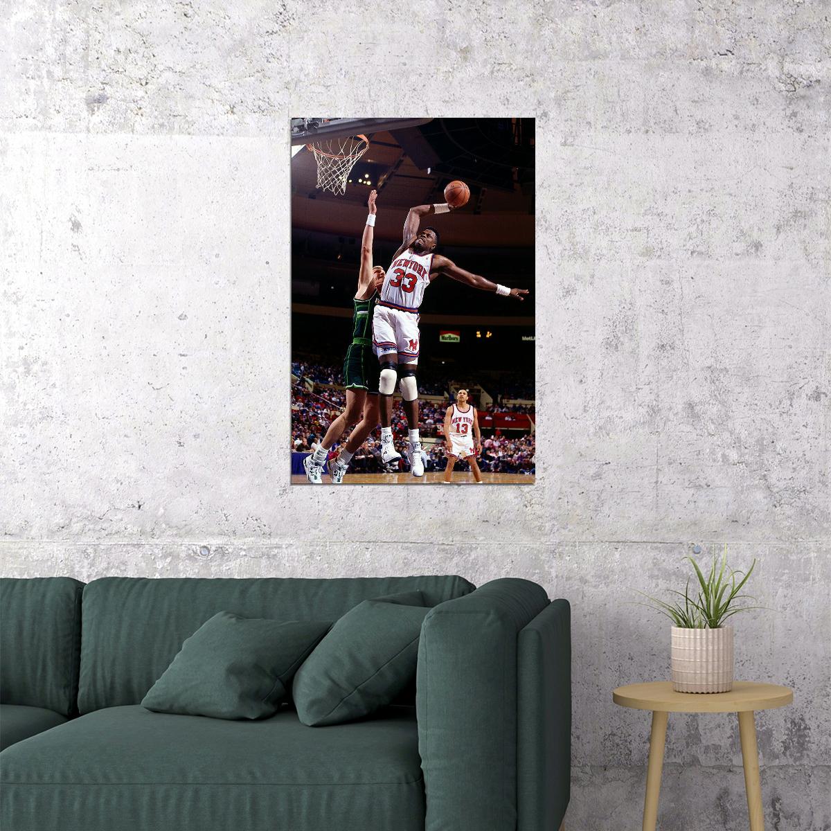 Dunk Block Star Patrick Ewing Basketball Poster Wall Art Print Home Wall Decor - xonomax