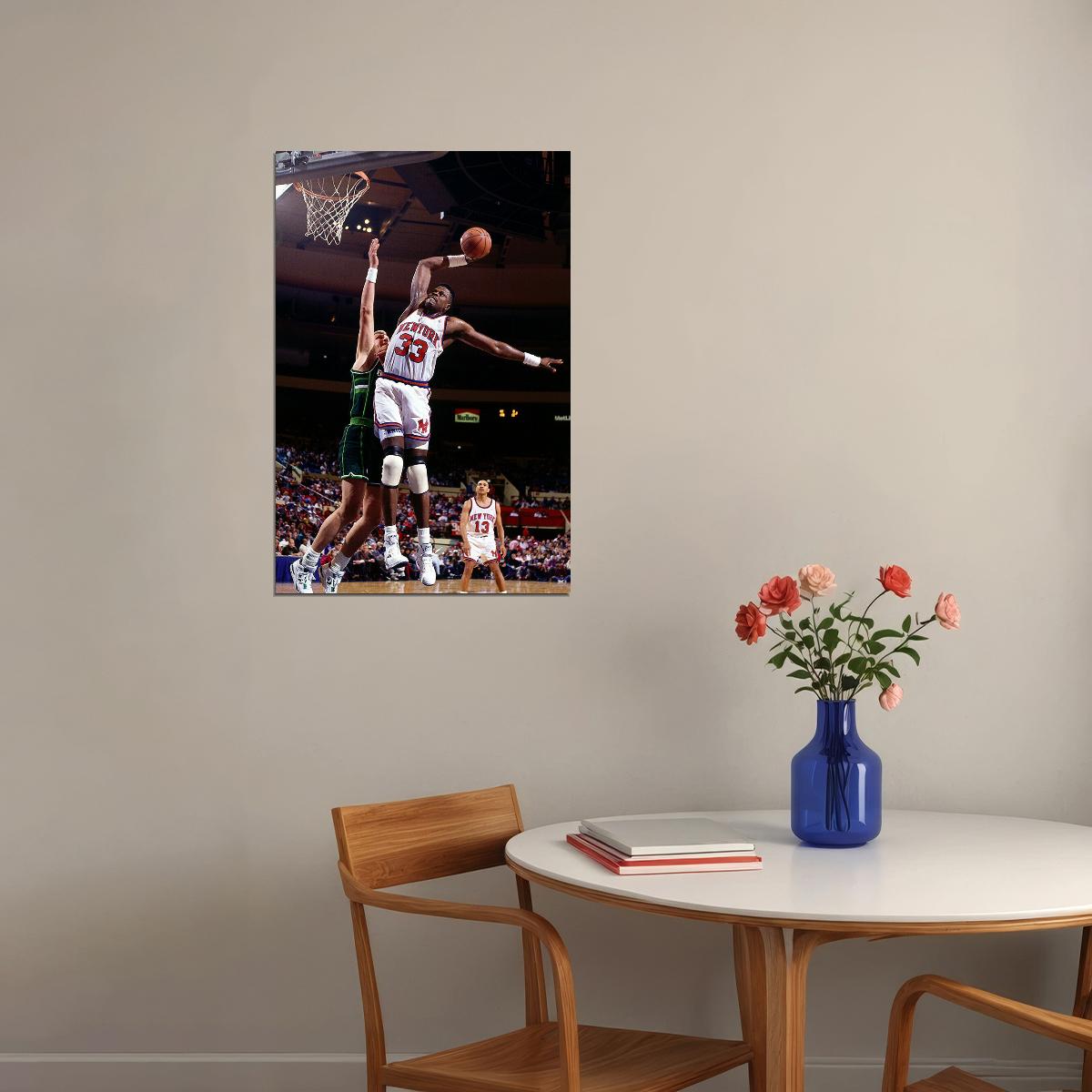 Dunk Block Star Patrick Ewing Basketball Poster Wall Art Print Home Wall Decor - xonomax
