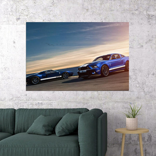 Mustang Ford Super Racing Car Vintage Shelby Poster Wall Art Print Home Wall Decor - xonomax