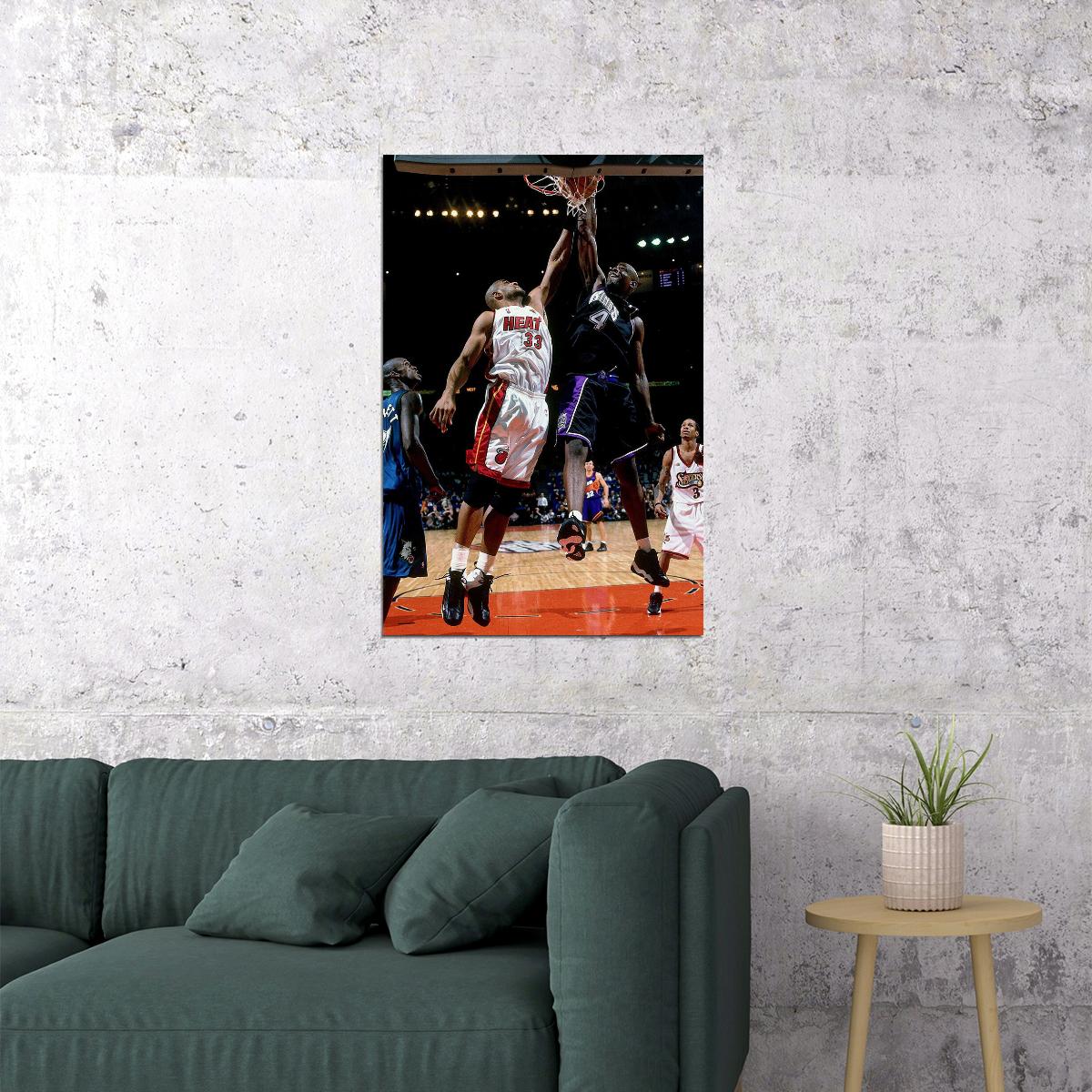 Dunk Block Star Chris Webber Basketball Poster Wall Art Print Home Wall Decor - xonomax
