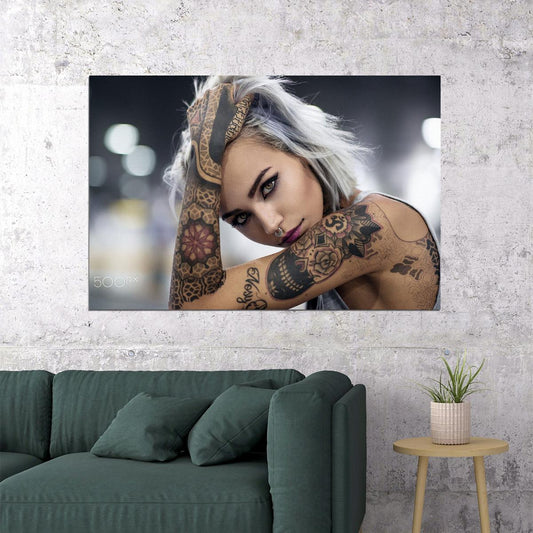 Tattoo Girl Beauty Hot Artist Tattoo Model Poster Wall Art Print Home Wall Decor - xonomax