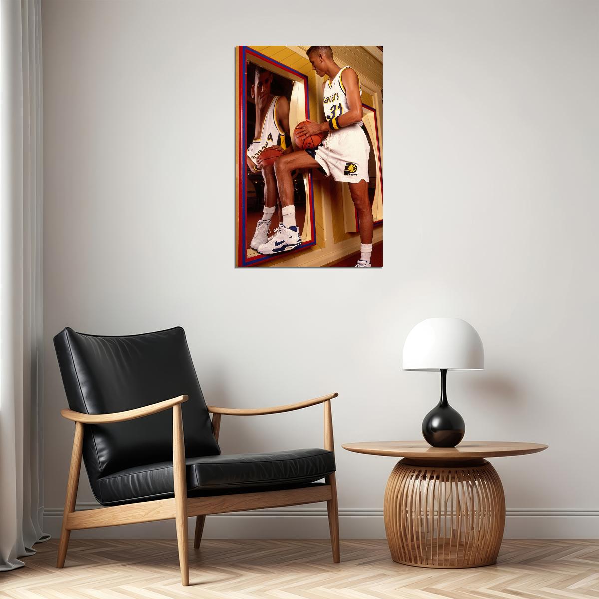 Dunk Block Star Reggie Miller Basketball Poster Wall Art Print Home Wall Decor - xonomax
