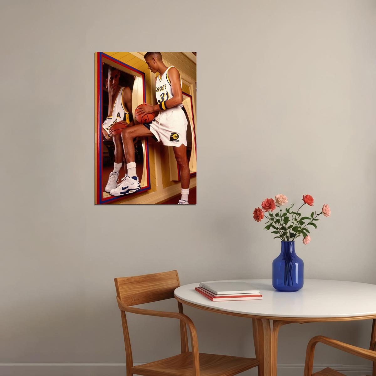 Dunk Block Star Reggie Miller Basketball Poster Wall Art Print Home Wall Decor - xonomax