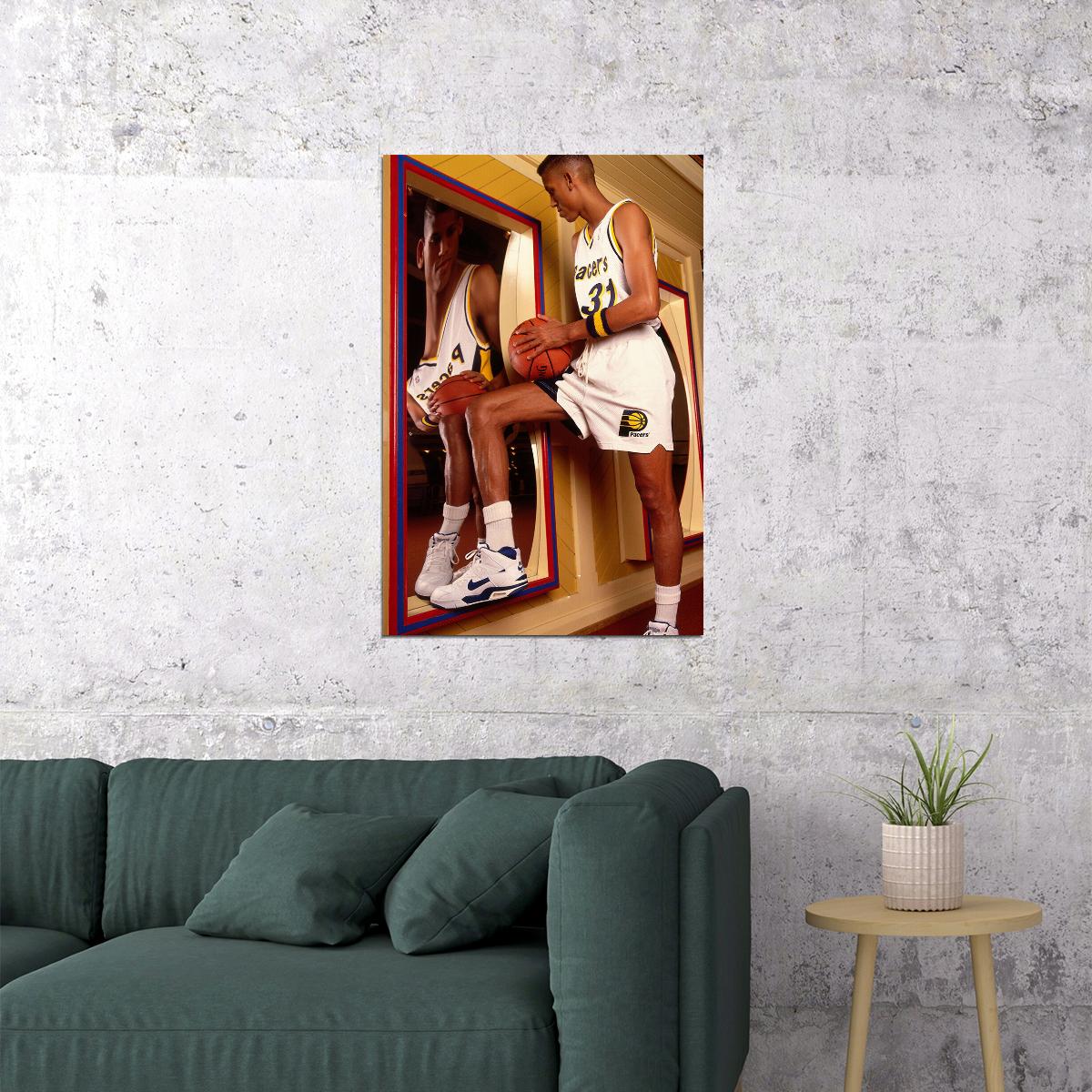 Dunk Block Star Reggie Miller Basketball Poster Wall Art Print Home Wall Decor - xonomax