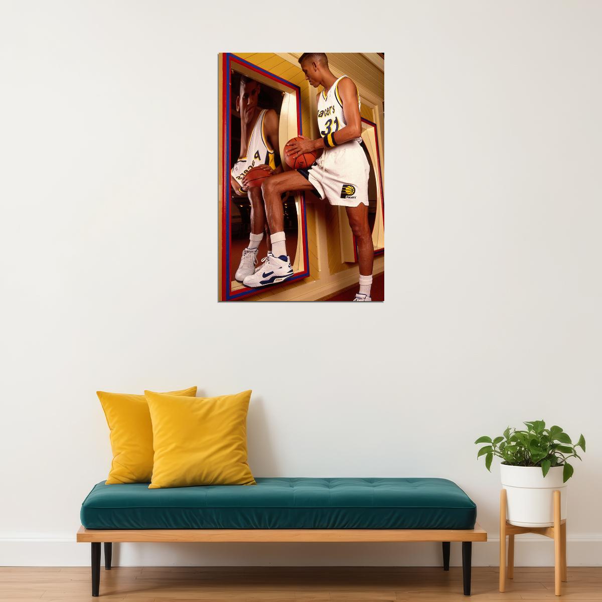 Dunk Block Star Reggie Miller Basketball Poster Wall Art Print Home Wall Decor - xonomax