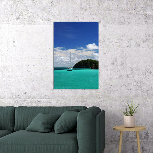 Sailboats On Cook Islands Beach Landscape Poster Wall Art Print Home Wall Decor - xonomax