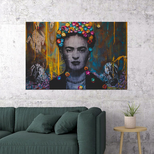 Creative Graffiti Portrait Of Frida Kahlo Poster Wall Art Print Home Wall Decor - xonomax