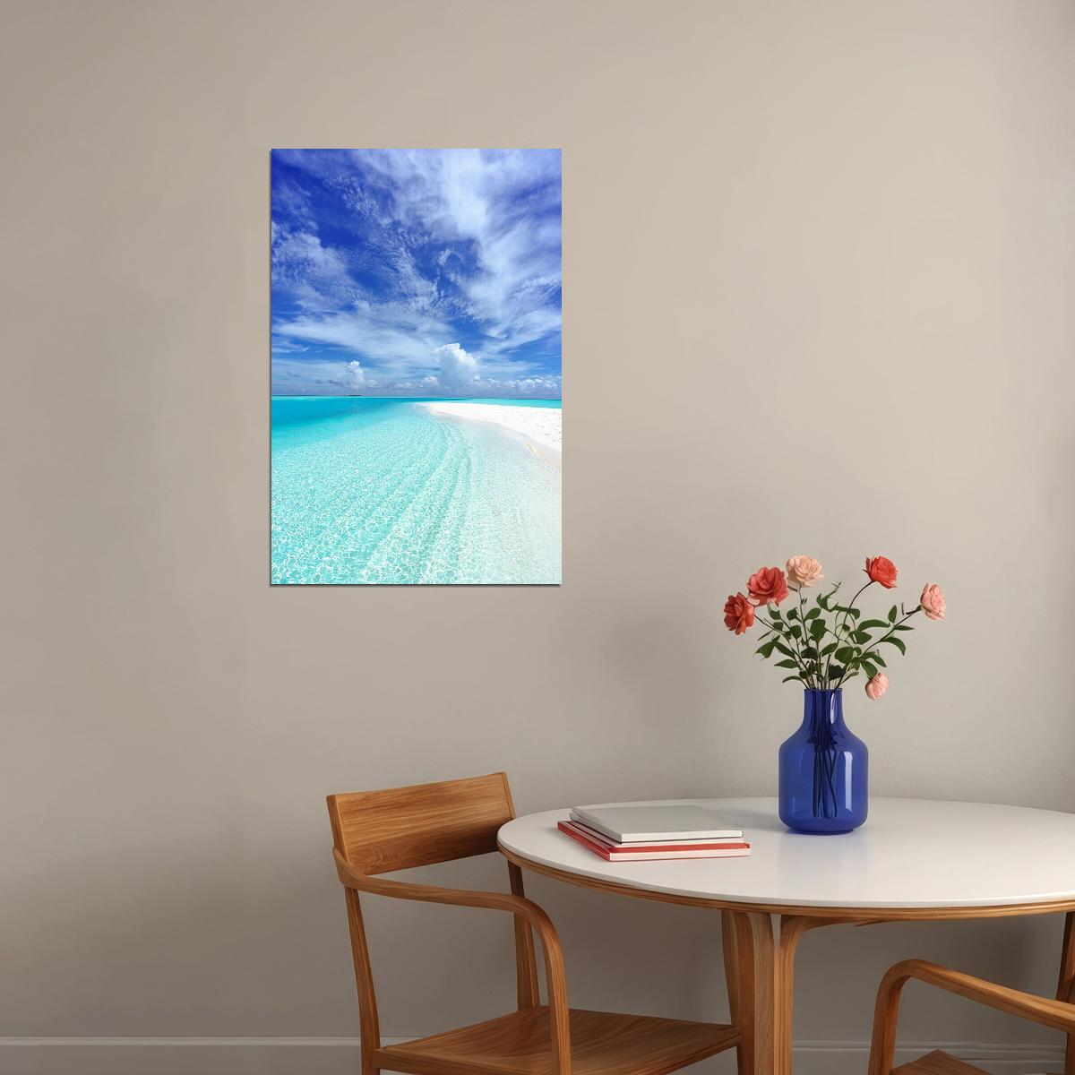 Photo Of Beach Under Blue Sky Scenery Poster Wall Art Print Home Wall Decor - xonomax