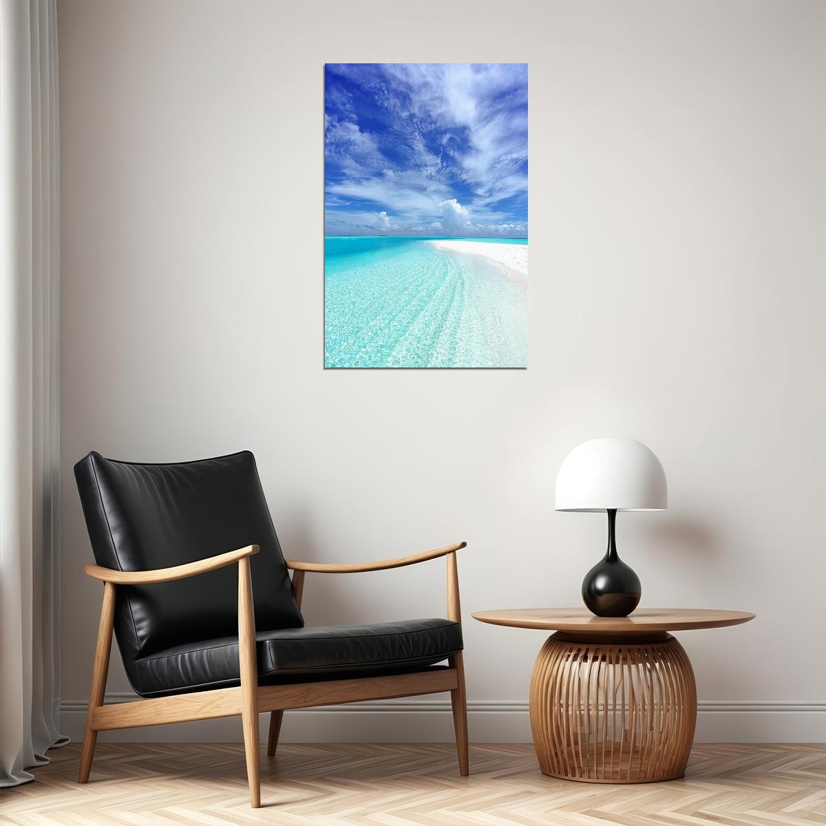 Photo Of Beach Under Blue Sky Scenery Poster Wall Art Print Home Wall Decor - xonomax