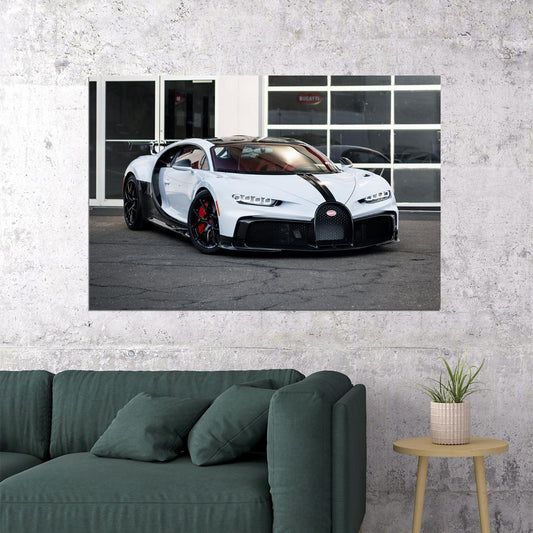 Bugatti Chiron Pur Sport White Modern Car 2-doors Poster Wall Art Print Home Wall Decor - xonomax