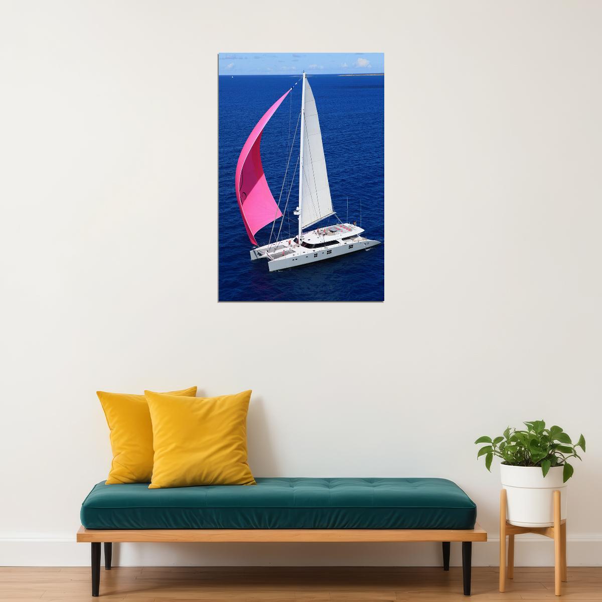 Boaters On Sailing Catamaran Photo Poster Wall Art Print Home Wall Decor - xonomax