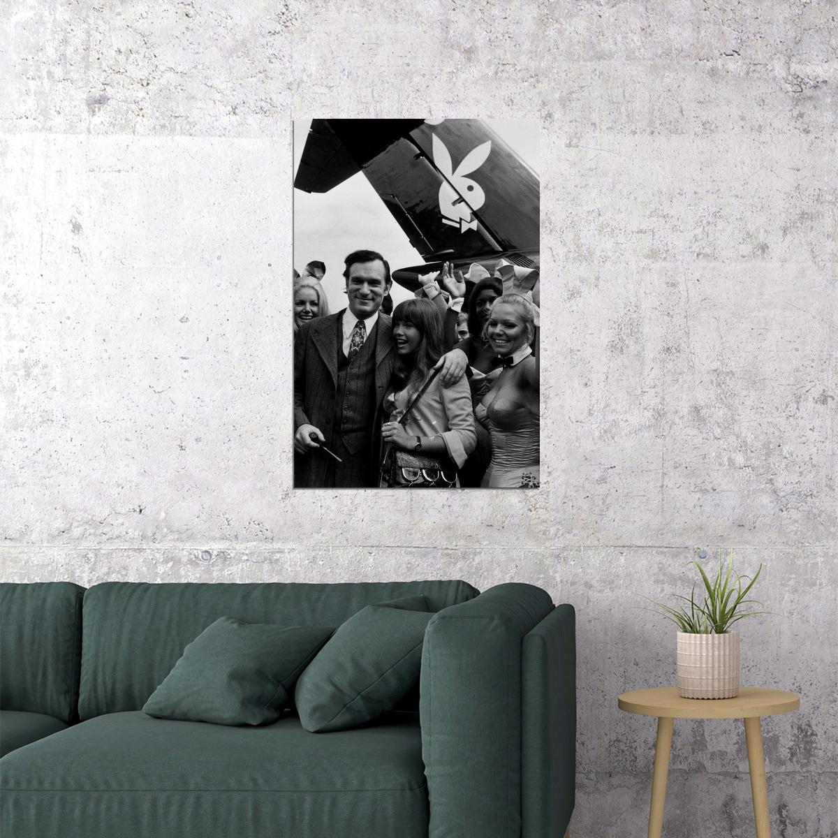 Hugh Hefner And Cynthia Maddoxon Plane Poster Wall Art Print Home Wall Decor