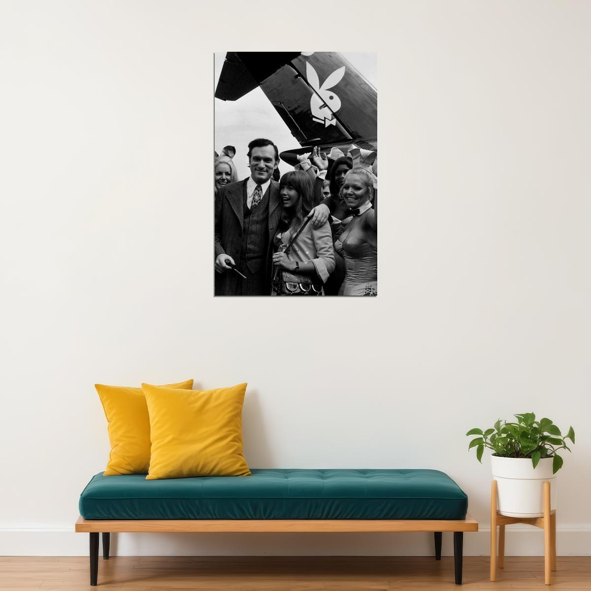 Hugh Hefner And Cynthia Maddoxon Plane Poster Wall Art Print Home Wall Decor