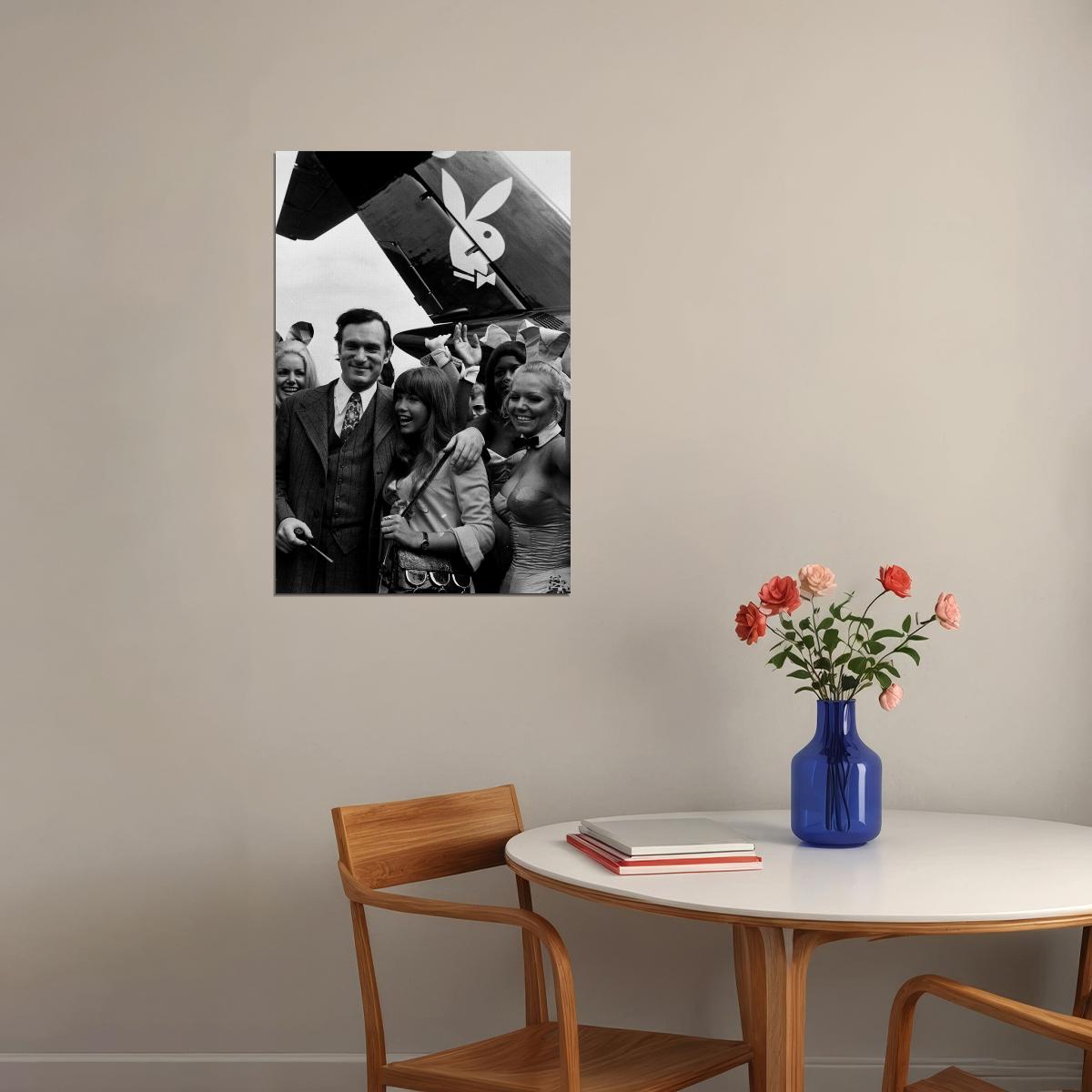 Hugh Hefner And Cynthia Maddoxon Plane Poster Wall Art Print Home Wall Decor