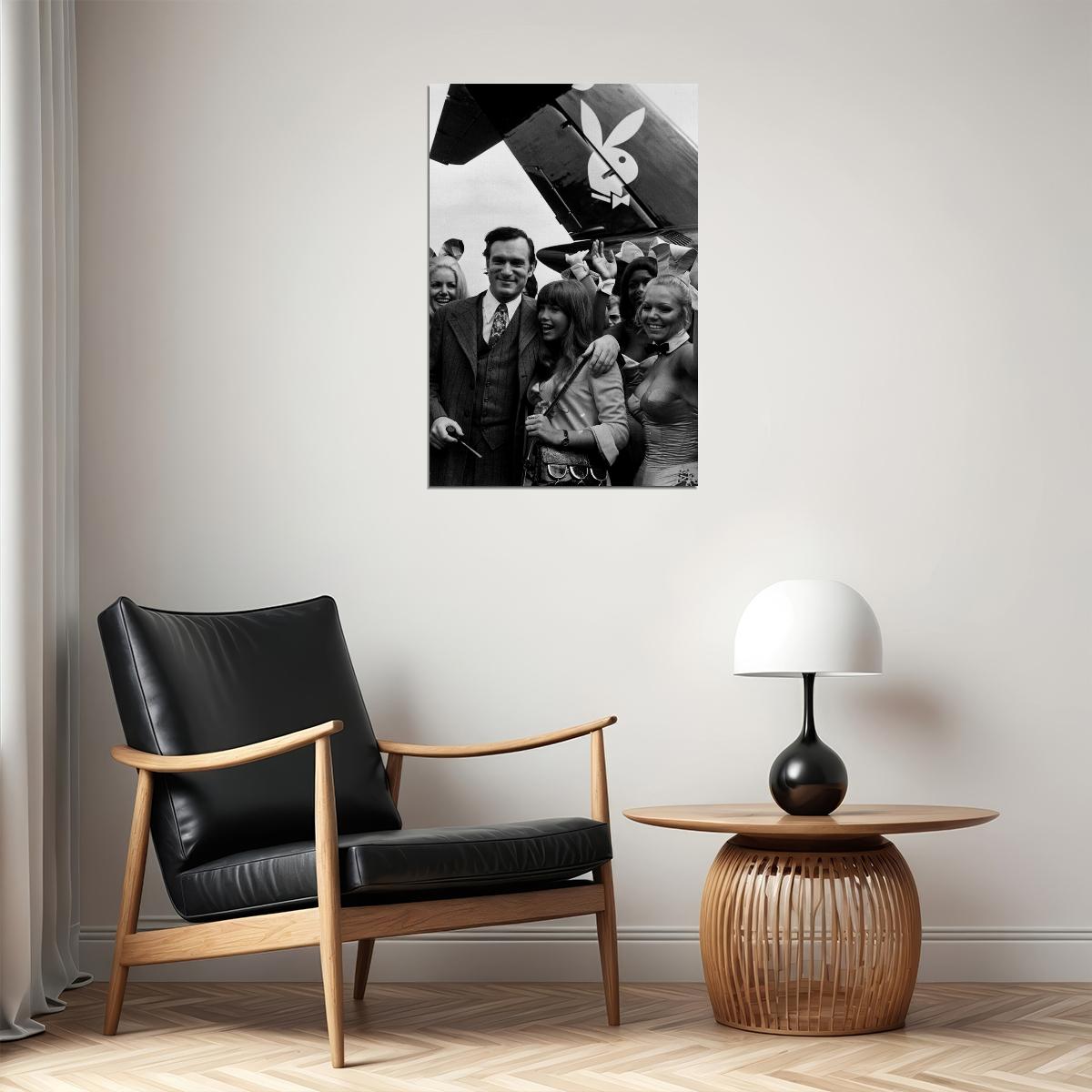 Hugh Hefner And Cynthia Maddoxon Plane Poster Wall Art Print Home Wall Decor