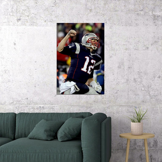 Tom Brady New England Patriots Football Champion Poster Wall Art Print Home Wall Decor - xonomax