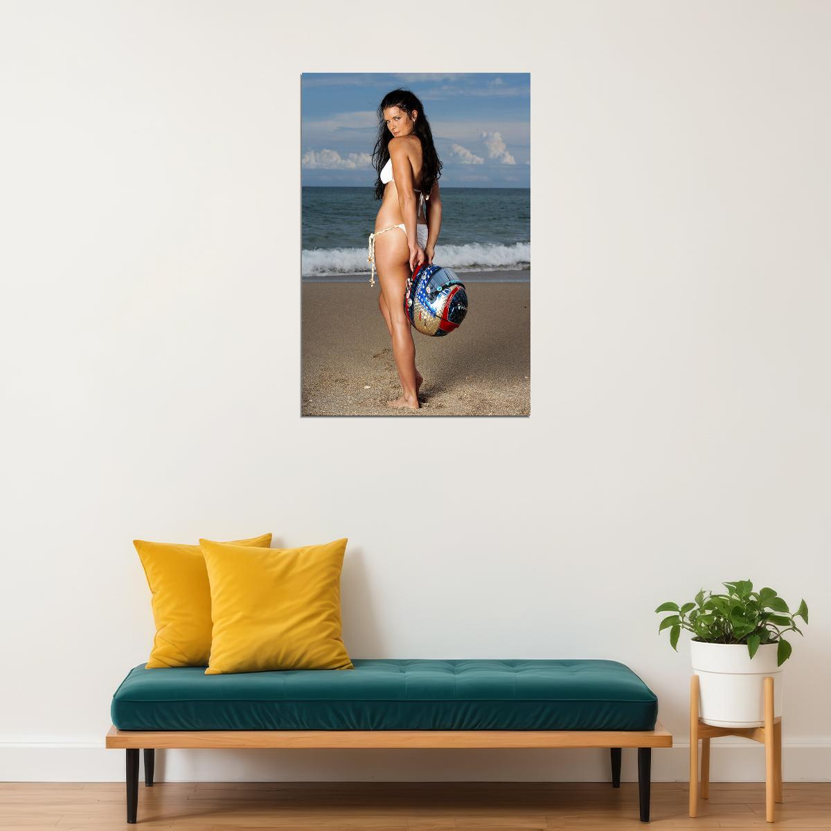 Danica Patrick Car Racer Beach Photo Sexy Posing Poster Wall Art Print Home Wall Decor - xonomax